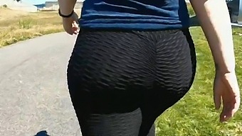 Elderly Bbw In Leggings Gets A Wedgie In Public