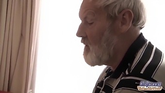 Grandfather With Large Penis Is Pleasured By Young Girl In Various Positions And Swallows His Ejaculation