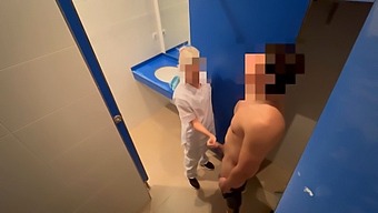 I Sneakily Watch A Gym Cleaning Girl Cleaning The Toilet And Get Caught Jerking Off