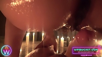 Intense Threesome With Candles And Big Natural Tits