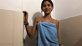 Young Indian Girl Gets Cum On Her Face After Giving A Massage And Watching Her Brother Masturbate